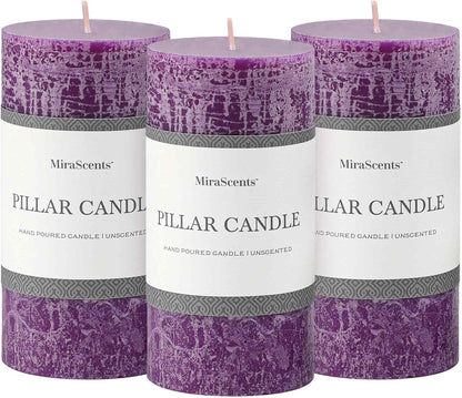 3x6 Inch Sage Green Pillar Candles Set of 3 - Unscented Spring, Long Clean Burning, Large Smokeless Dripless for Home Decor, Dinner Table, Bathroom, Rustic Decor