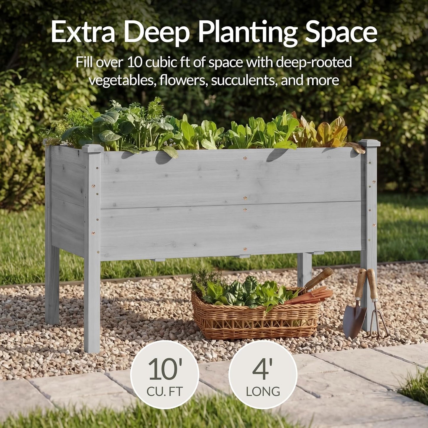 Best Choice Products 72x24x30in Raised Garden Bed, Elevated Wood Planter Box Stand for Backyard, Patio, Balcony w/Divider Panel, 6 Legs, 300lb Capacity - Natural
