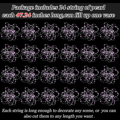 Tondiamo 24 Pcs Artificial Pearl String for Floating Candle Faux Pearls Beads String Garland Centerpiece Decoration for Vases Filler Wedding Spring Holiday Party Decor(Gold)