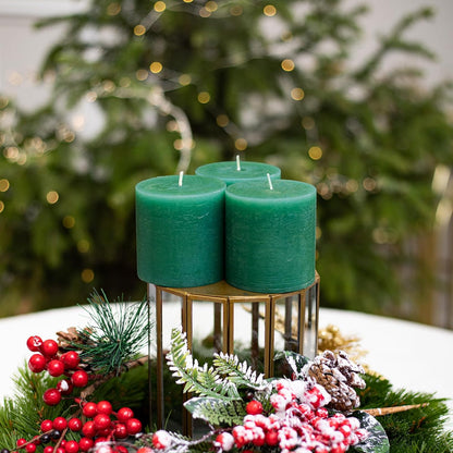 CANDWAX 3x4 inch Pillar Candles Set of 3 – Unscented Dripless Rustic Dark Blue Candles for Room Decor, Weddings, Centerpieces