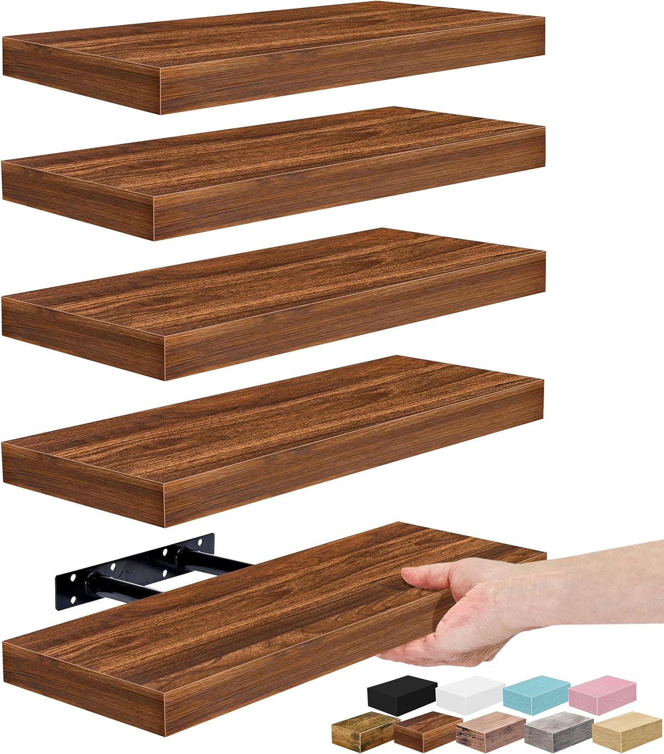 Sorbus Floating Shelves for Wall – 16 Inch Floating Shelf for Kitchen, Bedroom, Living Room, Bathroom, Home & Wall Decor - Mounted Bathroom Shelves with Invisible Brackets (Maple Wood, 2 Pack)