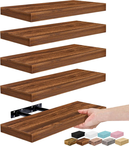 Sorbus Floating Shelves for Wall – 16 Inch Floating Shelf for Kitchen, Bedroom, Living Room, Bathroom, Home & Wall Decor - Mounted Bathroom Shelves with Invisible Brackets (Maple Wood, 2 Pack)