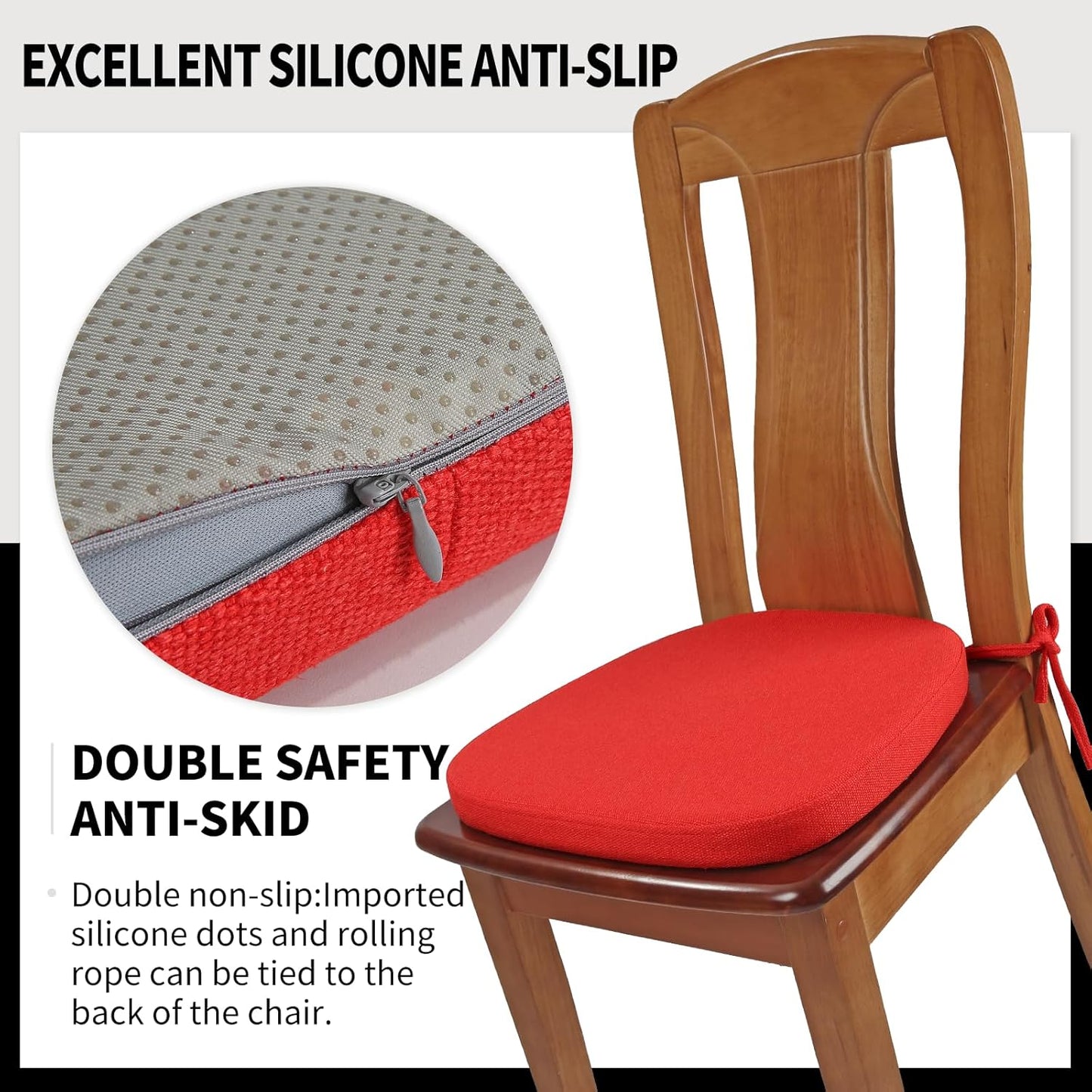 SINOSSO 1 Pack Memory Foam Chair Cushions for Dining Chair, Friendly Woven Fabric 16" U-Shape Comfortable Kitchen Chair Pad, Removable Slip Resistant Seat Cushion (1 Piece, Blue)