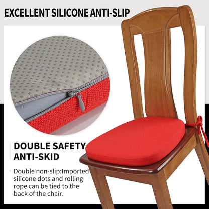 SINOSSO 1 Pack Memory Foam Chair Cushions for Dining Chair, Friendly Woven Fabric 16" U-Shape Comfortable Kitchen Chair Pad, Removable Slip Resistant Seat Cushion (1 Piece, Blue)
