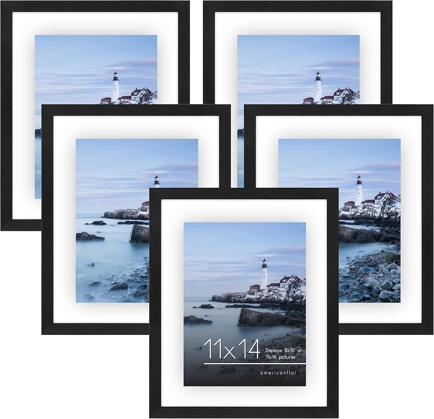 Americanflat 8.5x11 Floating Picture Frame with Polished Crystal-Clear Glass - Set of 2 - Use as 5x7 Frame or Display 4x6 Photo - Signature Float Collection - Photo Frames for Wall Display - Black