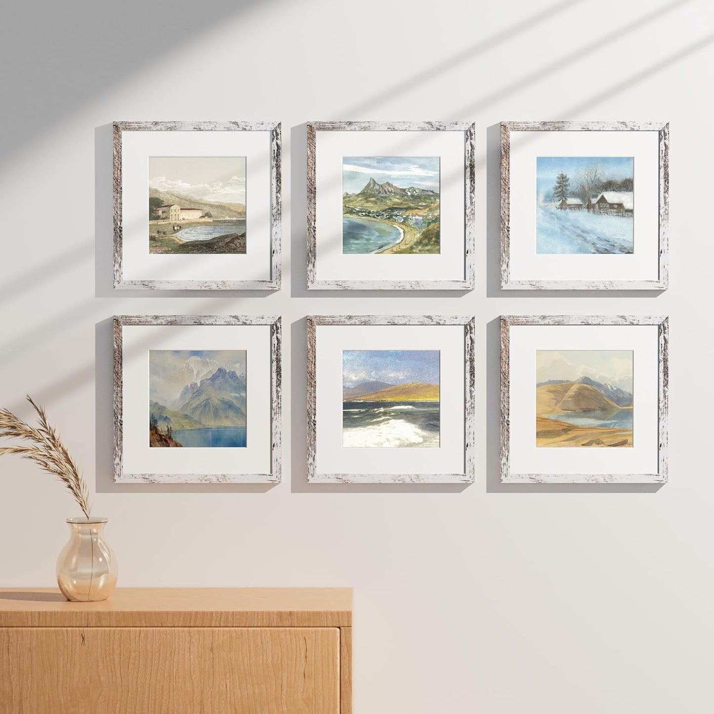 Vittanly 8x10 Picture Frames Set of 9, Shatter Resistant Plexiglass, Display 5x7 Pictures with Mat or 8x10 without Mat, Photo Frames for Wall or Tabletop, Engineered Wood, Black - Colors A