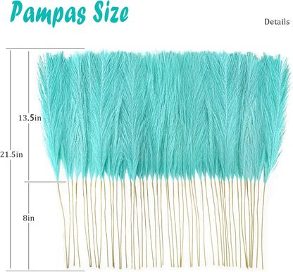 obbsie 50pcs Pink Faux Pampas Grass Decor, 21.6" Short Artificial Floral Branches Vase Filler Flower Arrangement for Home Wedding Boho Outdoor Decor