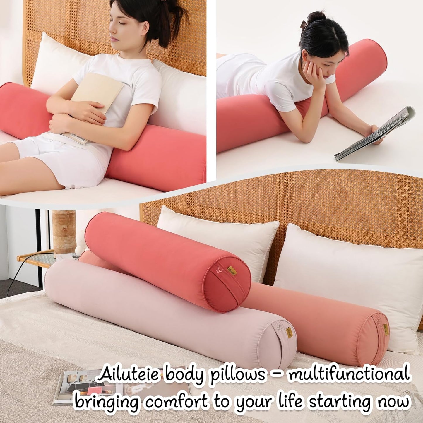 Body Pillow for Adults,Long Round Pillow,Big Cylindrical Pillow,Large Full Bolster Pillows for Side Sleepers (Steel Gray, 47.24"*7.87")
