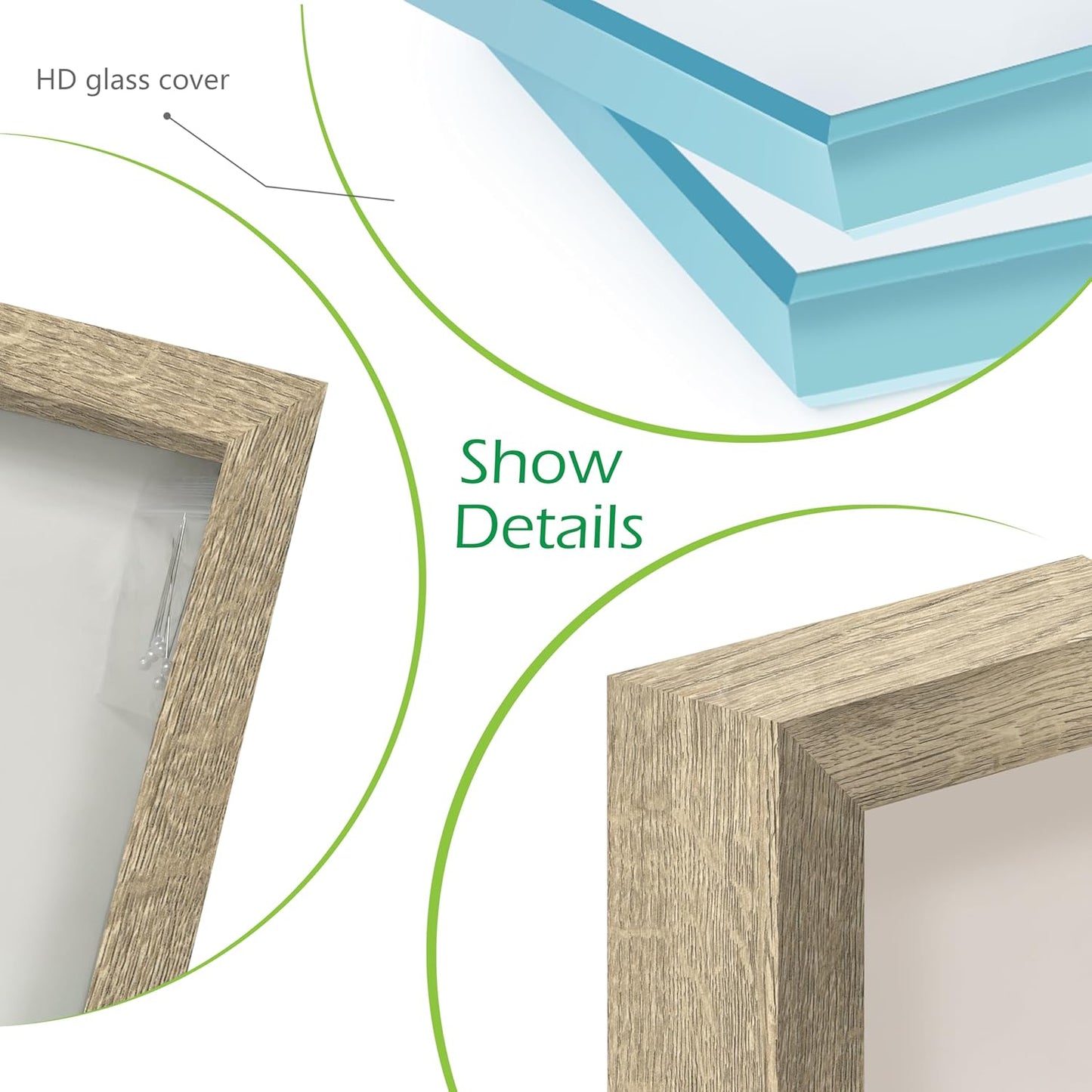 FrameWorks 11” x 14” Dark Oak Wooden Shadow Box Frame – Display Case with Soft Felt Back, Memory Box with Tempered Glass, Display Box with Elegant White Ball Push Pins, Wooden Flower Box