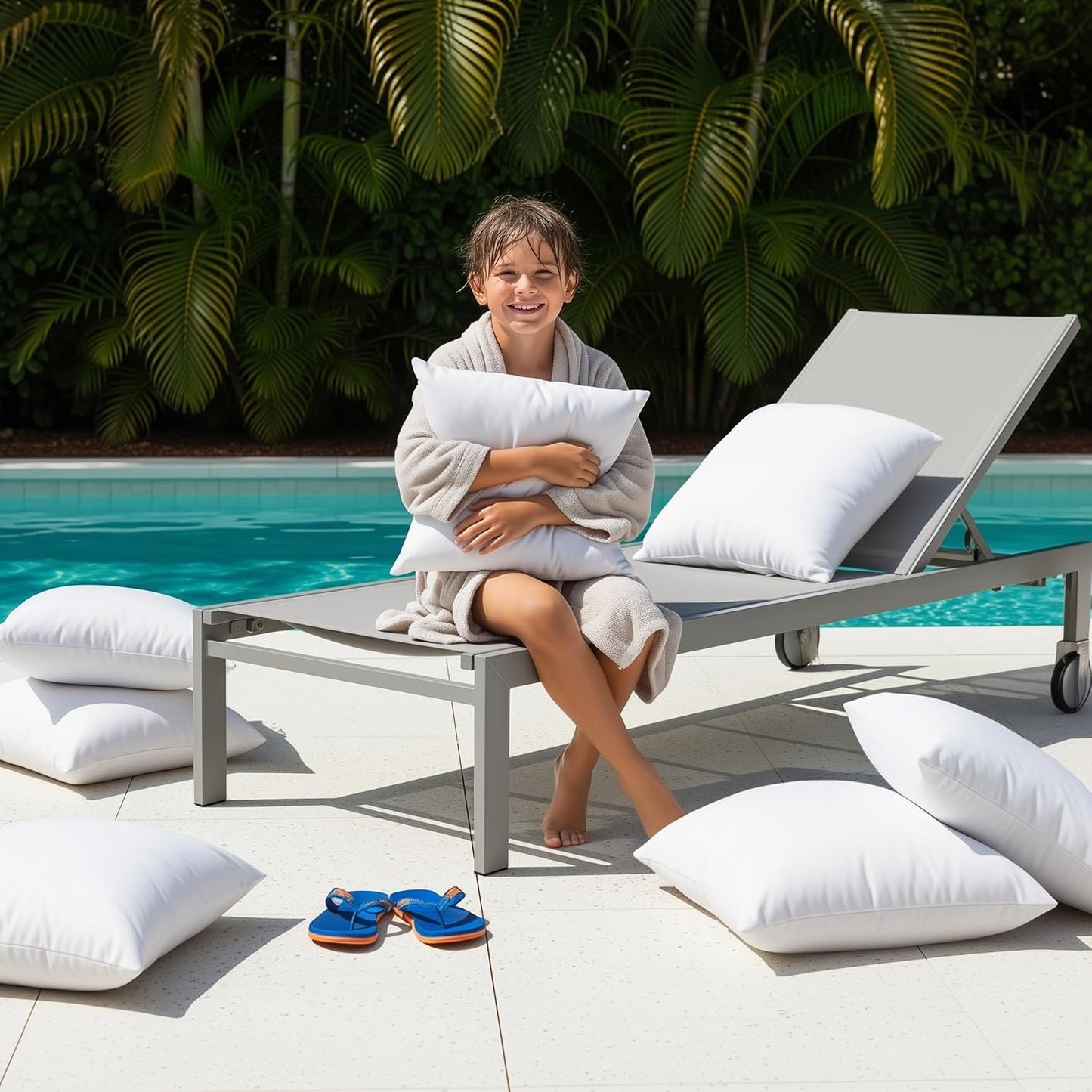Utopia Bedding Outdoor Pillow Inserts 18 x 18 Inches (Pack of 4, White), Water Resistant Garden Throw Pillows for Patio and Porch Furniture
