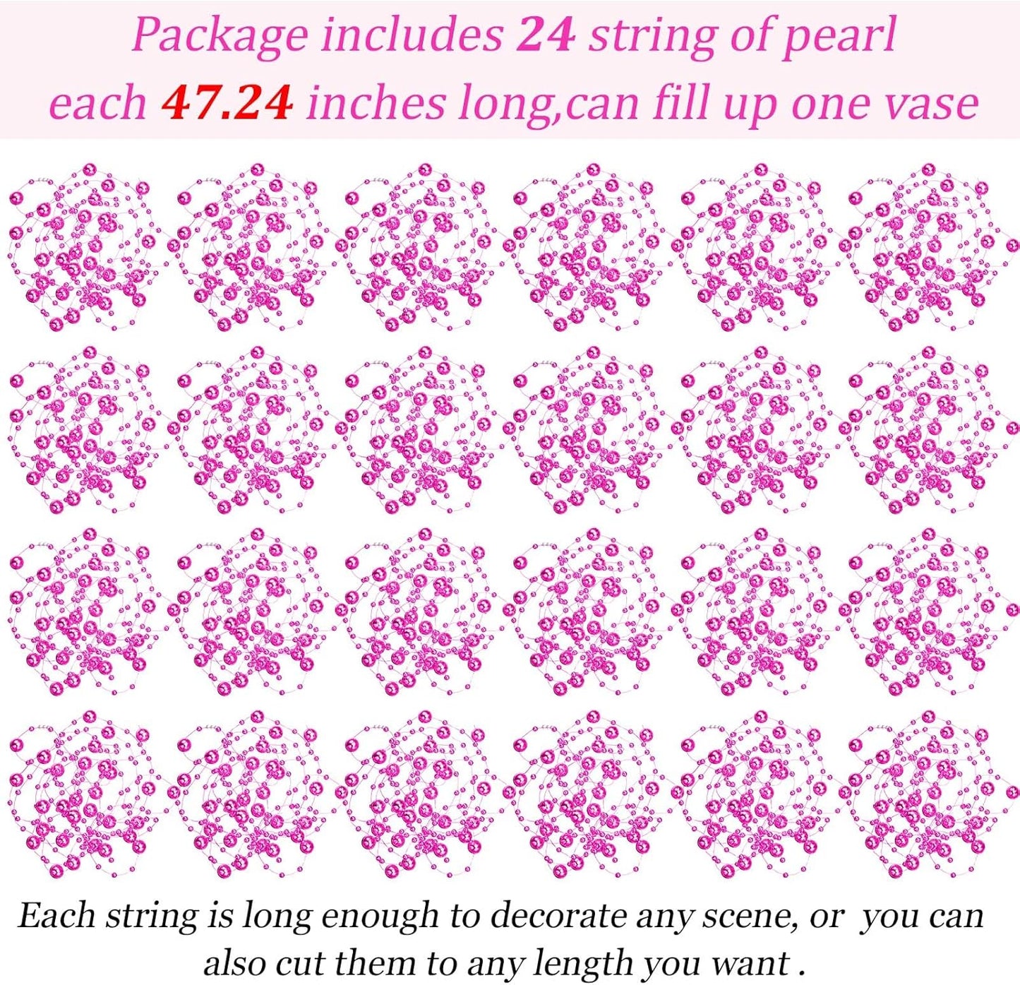 Tondiamo 24 Pcs Artificial Pearl String for Floating Candle Faux Pearls Beads String Garland Centerpiece Decoration for Vases Filler Wedding Spring Holiday Party Decor(Gold)