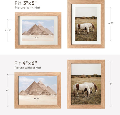 5x7 Picture Frame, Solid Oak Wood 5 x 7 Photo Frame with Mat to 4x6, 7x5 Picture Frames for Wall and Tabletop Display, (Walnut Set of 1)