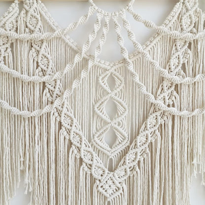 guzhiou large macrame wall hanging - Boho Tapestry Macrame Wall Decor Art- Chic Bohemian Handmade Woven Tapestry Home Decoration for Bedroom Living Room Apartment Wedding Party - 43"x32" (Wood bead)