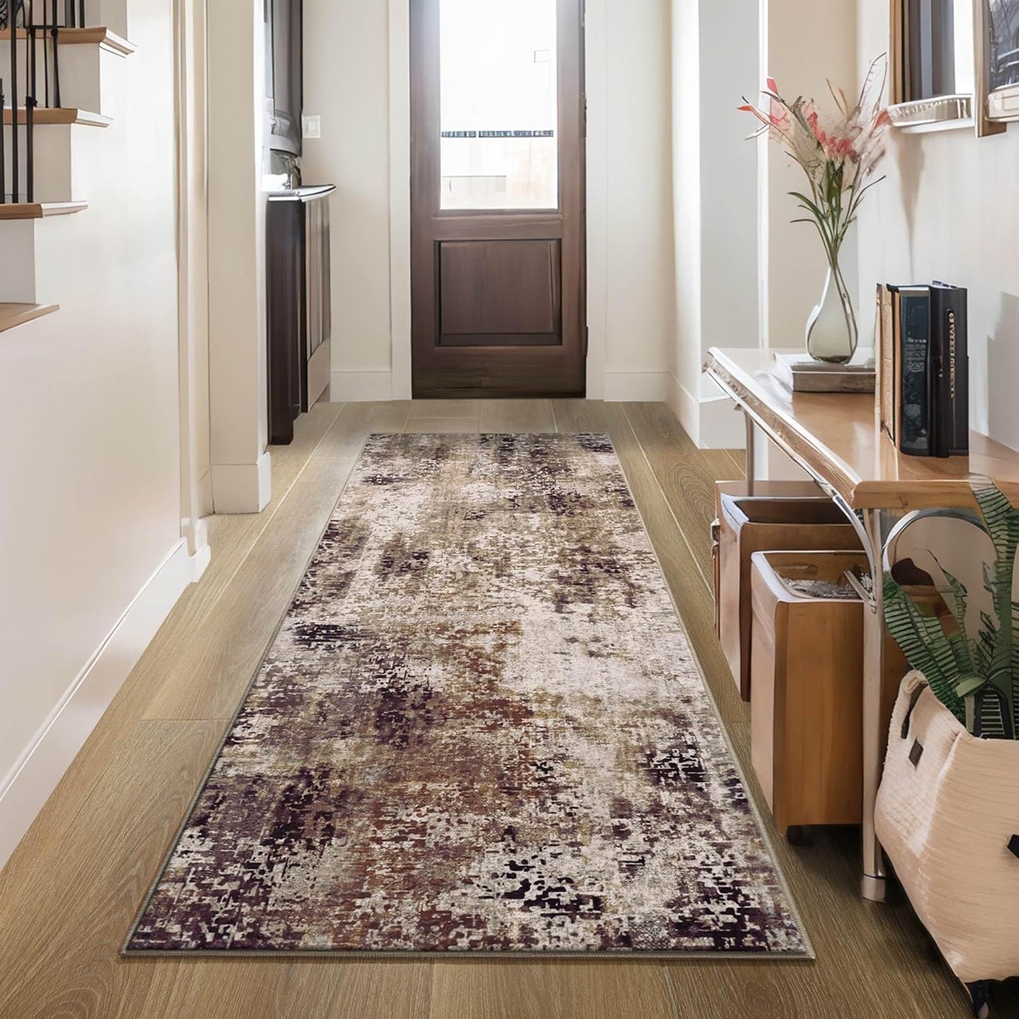 Ompaa 2x6 Rug Runners for Hallways Kitchen Runner Rug Non Slip Washable Grey Long Runner Rugs with Rubber Backing Soft Abstract Carpet Runner for Hallways, Kitchen, Bedroom, Bathroom, Entryway - Colors A