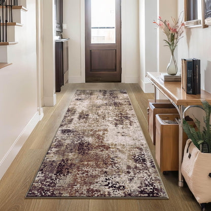 Ompaa 2x6 Rug Runners for Hallways Kitchen Runner Rug Non Slip Washable Grey Long Runner Rugs with Rubber Backing Soft Abstract Carpet Runner for Hallways, Kitchen, Bedroom, Bathroom, Entryway - Colors A