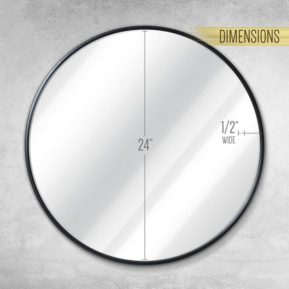 Gold Circle Wall Mirror 24 Inch Round Wall Mirror for Entryways, Washrooms, Living Rooms and More (Gold, 24")