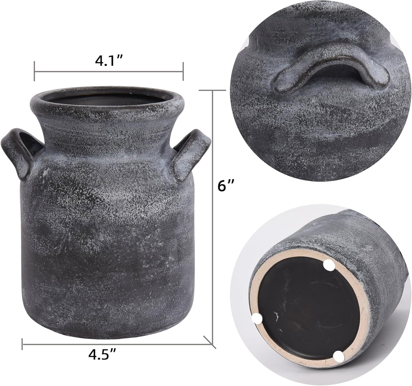Quoowiit Ceramic Rustic Farmhouse Vase, Distressed Decorative Flower Vases for Home Decor, Ideal Shelf Decor, Green Boho Vase for Living Room Bedroom Kitchen Office Centerpiece Table Decorations