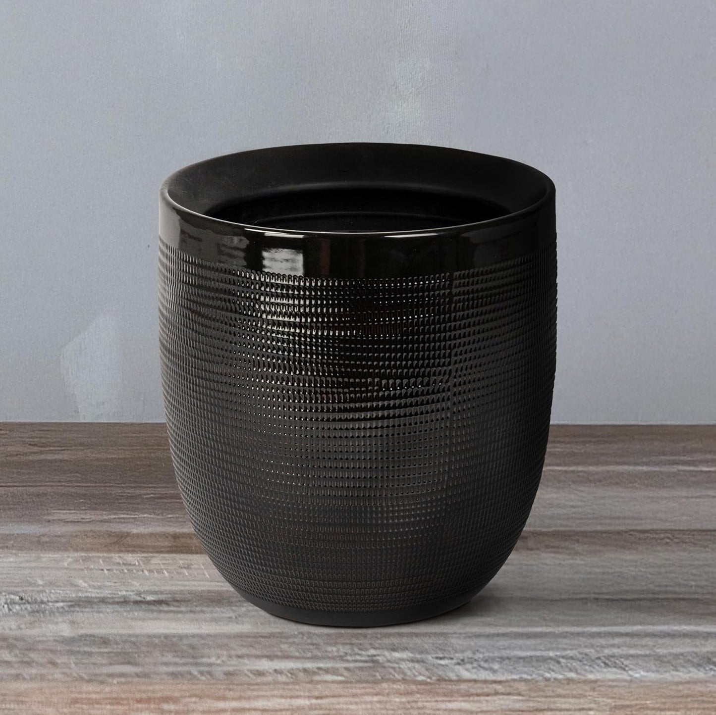 Creative Co-Op Large Matte White Embossed Stoneware Planter