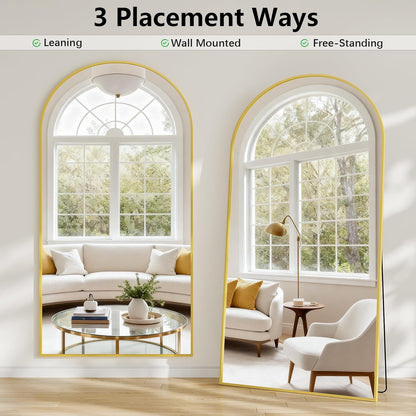 57" x 20" Arched Full Length Mirror - Wall Mounted/Floor Mirror Aluminum Alloy Frame Full Body Mirrors for Bathroom Living Room Bedroom and Entryway,Black