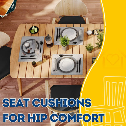 AAAAAcessories D-Shaped Chair Cushions, 2" Thick Dining Chair Pads with Ties and Removable, Machine-Washable Cover, 17" x 16", Set of 4, Oatmeal Beige - Colors A