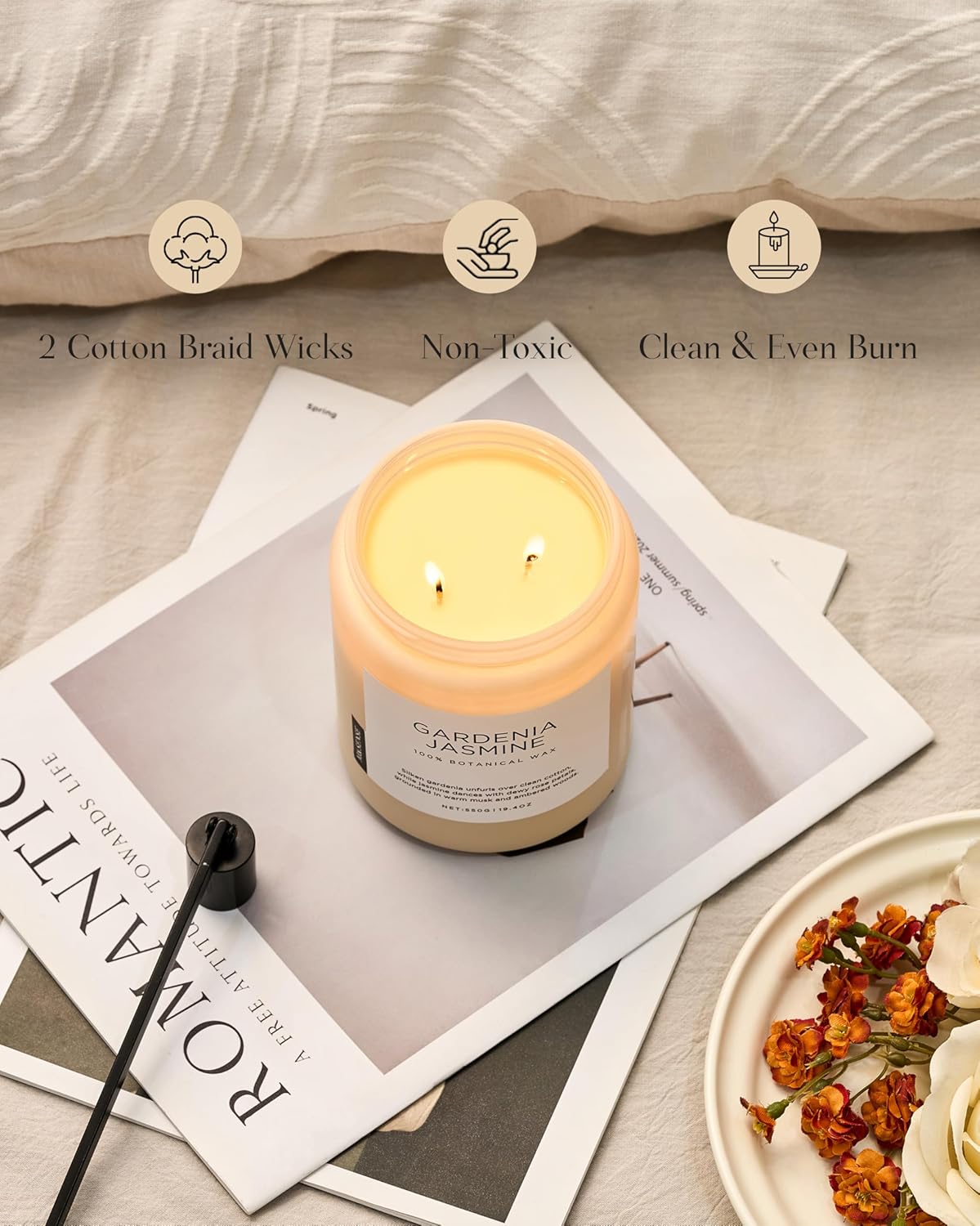 M&SENSE Eucalyptus & Mint Scented Jar Candle, Large 19.4oz Natural Soy Wax, 110-Hour Long Lasting Non-Toxic Clean Burning, Fresh Smelling Home Aromatherapy for Spa Stress Relief, Gifts for Men Women