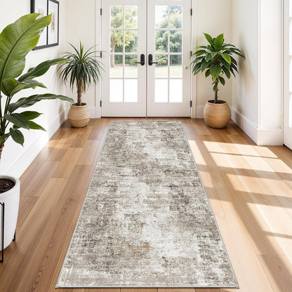 2x3 Washable Non-Slip Area Rug - Soft Low Pile Throw Rug for Kitchen Entryway Bedroom - Modern Indoor Door Mat with Rubber Backing (Beige Grey) - Colors A
