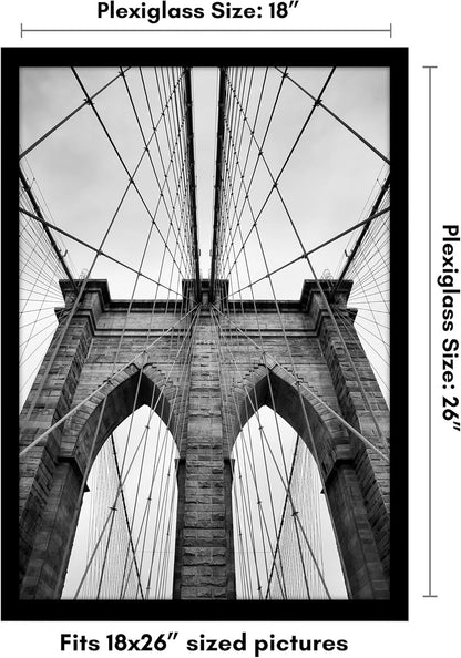 Americanflat 16x20 Picture Frame with Polished Plexiglass - Black Picture Frame - Wide Photo Frames Made of Engineered Wood for Vertical or Horizontal Wall Display - Epic Collection - Black - Colors C