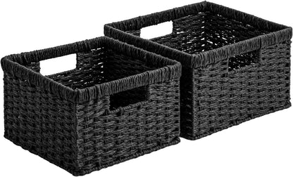 StorageWorks Wicker Basket, Baskets for Organizing, Storage Basket with Built-in Handles, Water Hyacinth Shelves (Medium 2-Pack, Natural Hyacinth)