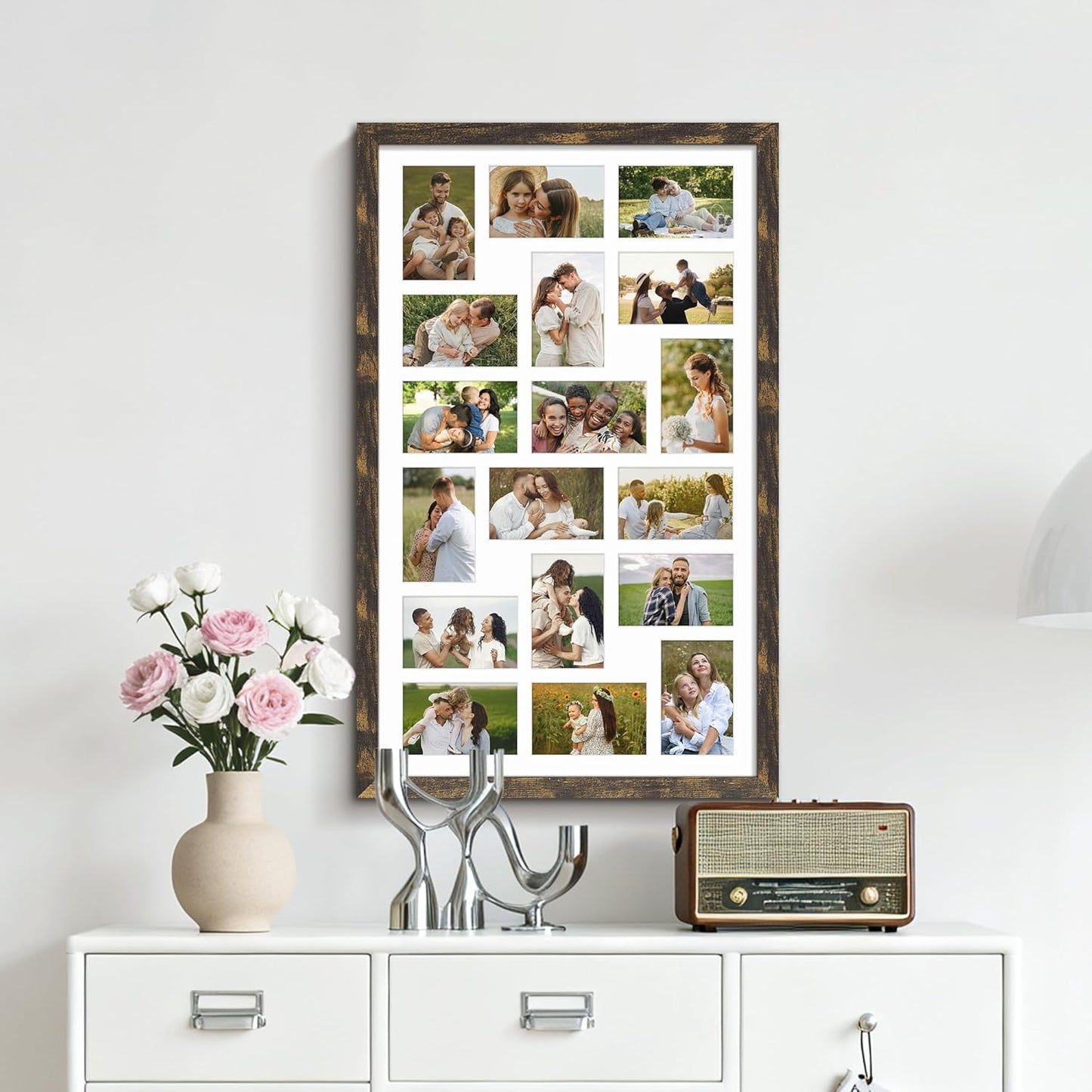 DUENPY 14x26 Collage Picture Frame 4x6 Collage Picture Frame Displays Twelve 4x6 inch Photos Available Horizontal Wall Mounting Display and Vertical Black - Colors B