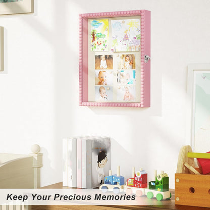 Love-KANKEI Shadow Box Frame 11x14, Deep Large Shadow Box Display Case with Unique Beads Door and Glass Window, Wood Memory Box for Pictures,Medals,Memorabilia,Collections White