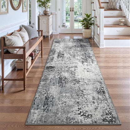 Ompaa 2x6 Rug Runners for Hallways Kitchen Runner Rug Non Slip Washable Grey Long Runner Rugs with Rubber Backing Soft Abstract Carpet Runner for Hallways, Kitchen, Bedroom, Bathroom, Entryway - Colors A