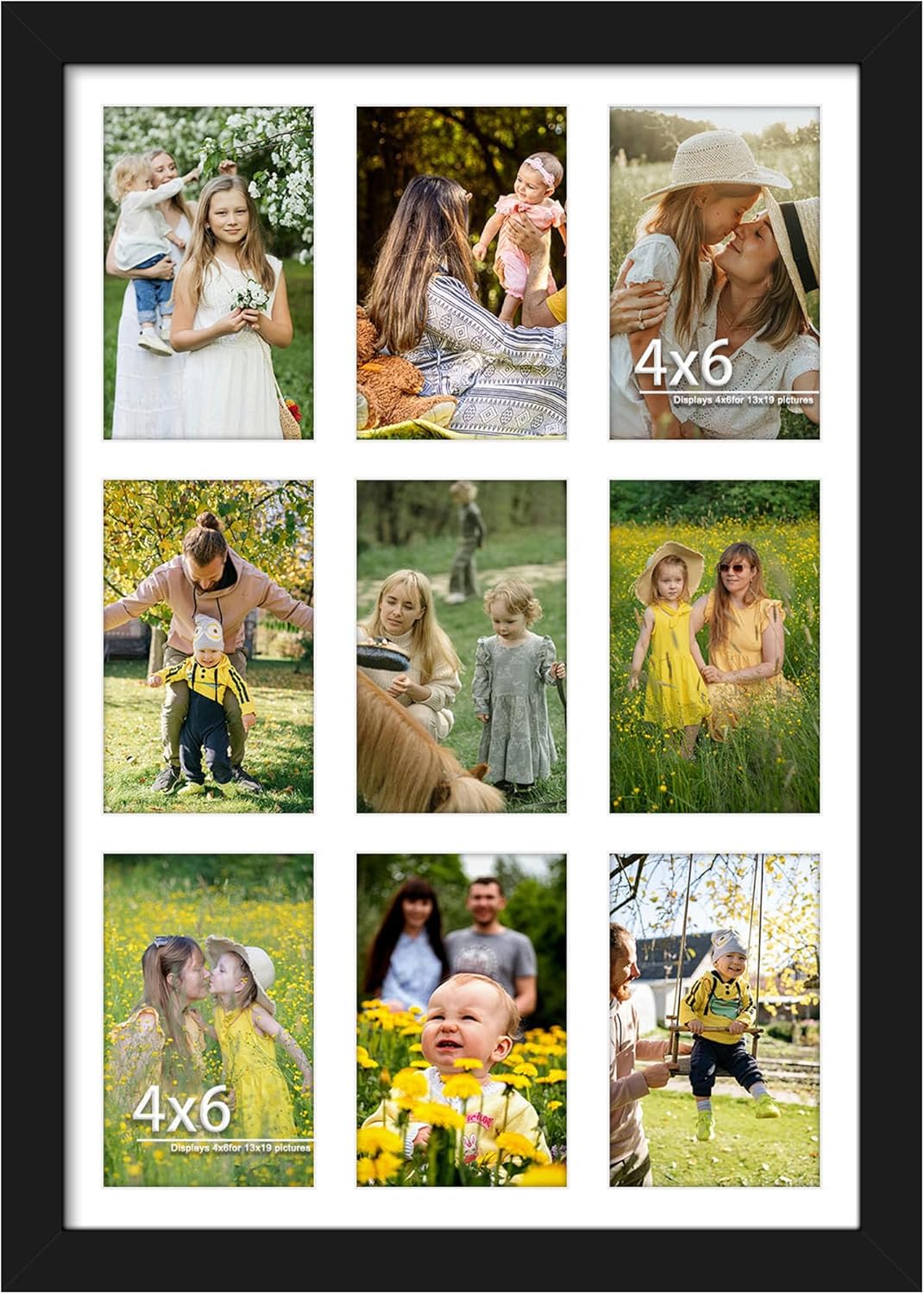 DUENPY 14x26 Collage Picture Frame 4x6 Collage Picture Frame Displays Twelve 4x6 inch Photos Available Horizontal Wall Mounting Display and Vertical Black - Colors B