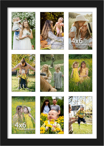 DUENPY 14x26 Collage Picture Frame 4x6 Collage Picture Frame Displays Twelve 4x6 inch Photos Available Horizontal Wall Mounting Display and Vertical Black - Colors B