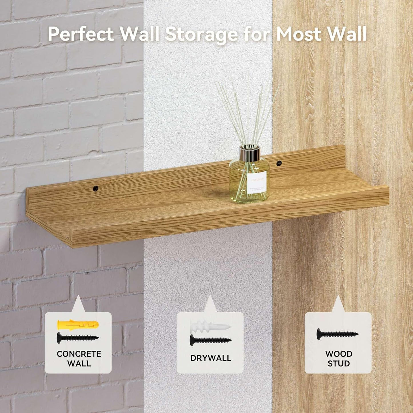 Boswillon Floating Shelves Wall Mounted Set of 2, Modern Black Wall Shelves for Storage with Lip, Display Picture Ledge Shelf for Wall Decor Bedroom Living Room Bathroom Kitchen