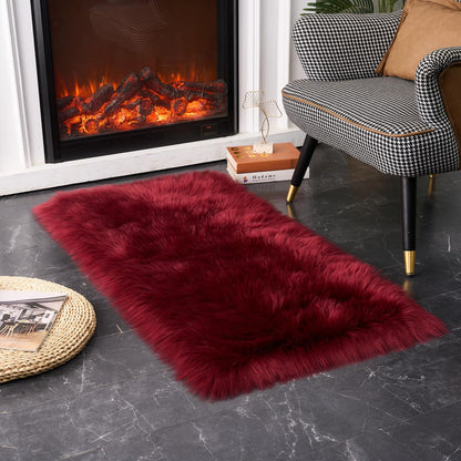 EasyJoy Ultra Soft Fluffy/Fuzzy Shaggy Area Rug Faux Fur Chair Cover Seat Pad for Bedroom Floor Sofa Living Room (2 x 6 ft Sheepskin, Beige)