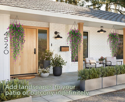 RECUTMS Artificial Hanging Plants Fake Hanging Plant Faux Eucalyptus Leaf Greenery Vine Outdoor UV Resistant Plastic Plants Home Garden Wedding Party Indoor Outdoor Decorations(White)