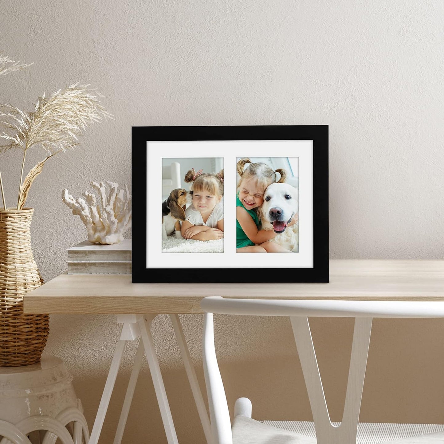 Americanflat 4x6 Collage Picture Frame with Shatter-Resistant Glass - Fits Five 4x6 Photos or Use as One 11x14 Picture Frame - Signature Collection - Collage Frames for Wall Display - Black