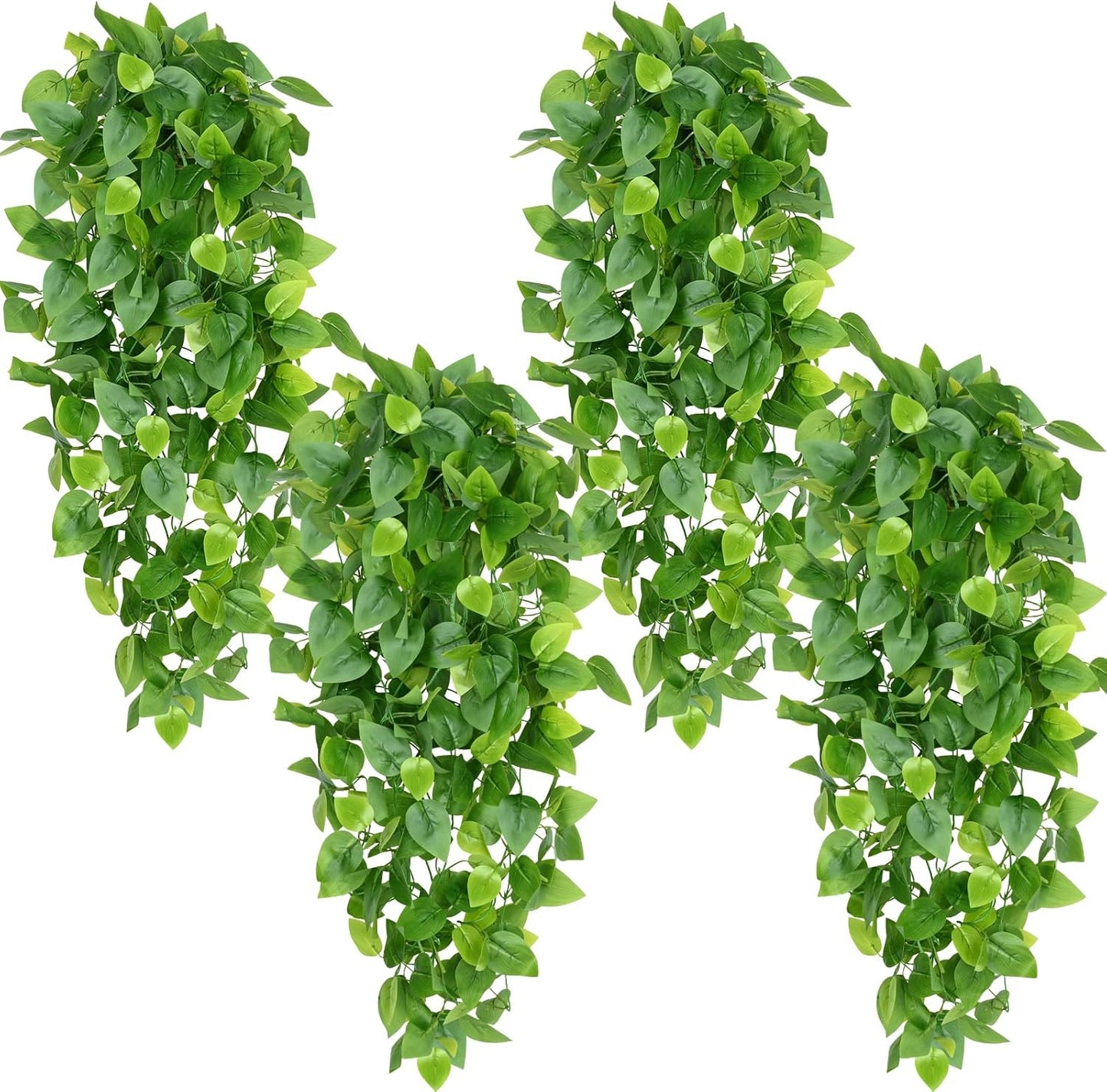 Waipfaru 4Pcs Fake Hanging Plants 2.7ft Fake Plants Eucalyptus Leaves UV Resistant Fake Vines Ivy Artificial Plants Outdoor Faux Plants Indoor Bedroom Living Room Boho Wall Porch Shelf Decor