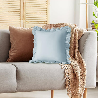 KKJIAF Ruffle Pillow Cases 26x26 Inches, White Square Ruffled Pillow Covers Set of 2, Microfiber Wrinkle Resistant Pillow Shams with Envelope Closure for Sofa Bed Living Room