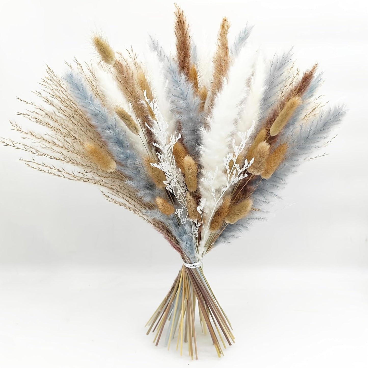 Natural Dried Flower Bouquet - 17" Boho Style Mixed Pampas Grass Ideal for Home Decor, Wedding Decor, Bridal Bouquets, Floral Arrangement, Event Centerpieces, Table Decor