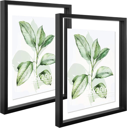 CORE ART 8x10 Floating Picture Frame,Double Plexglass Floating Frame for 5x7,4x6 Pictures,Wall or Tabletop Display,Black