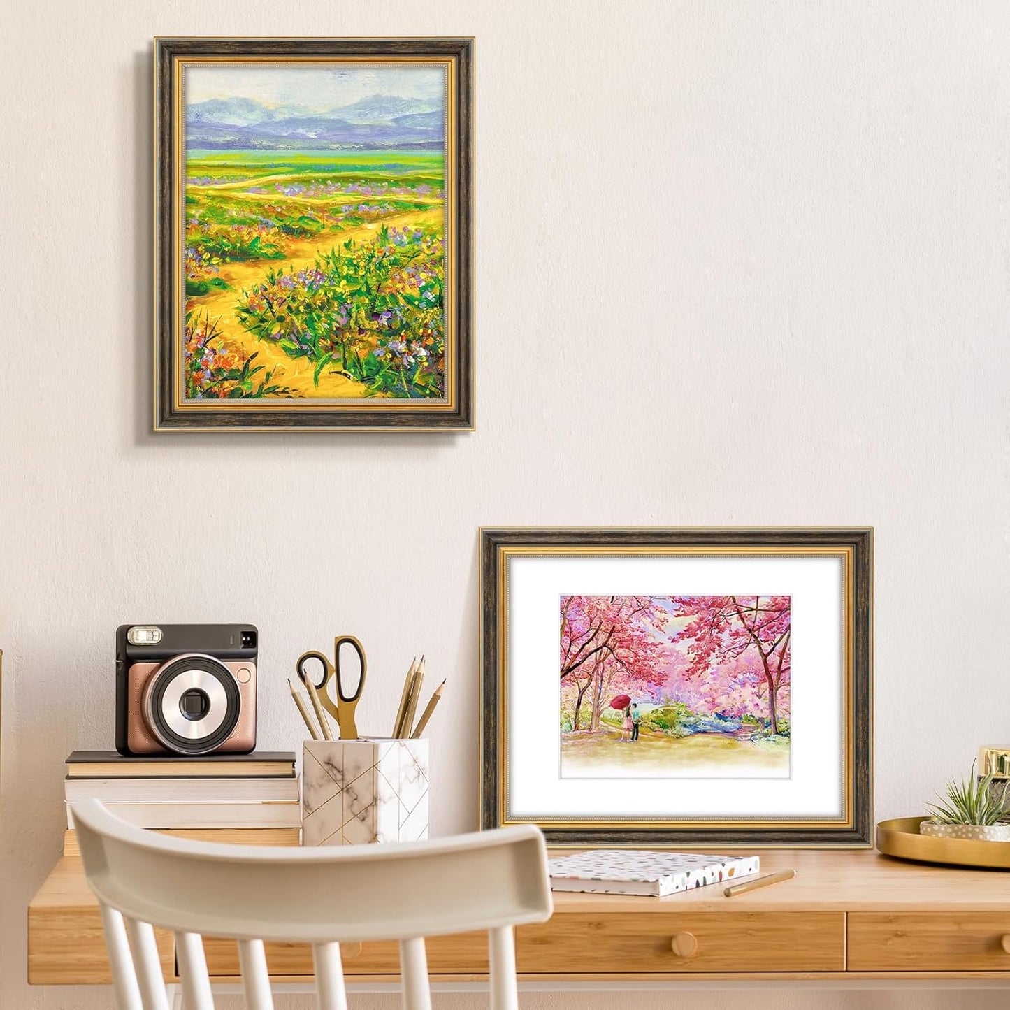 Golden State Art,11x14 Ornate Picture Frame for 8x10 Photo with Mat or 11 x 14 Prints without Mat,Real Glass Wall Display(Color:Green Gold)