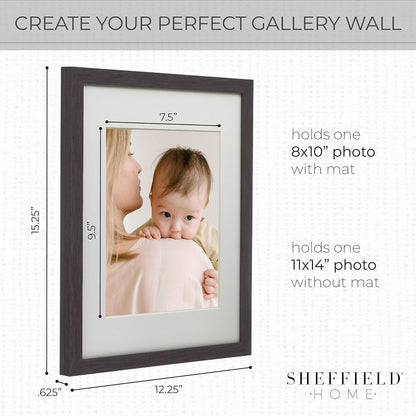 Sheffield Home 9 Piece Gallery Wall Frame Set, 11x14 in. matted to 8x10 in. (Matte Black)