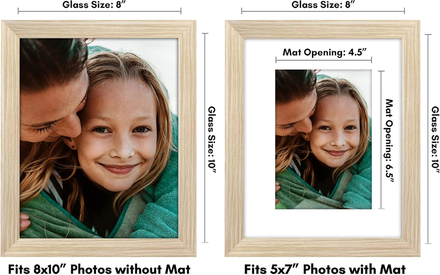 Americanflat 8x10 Picture Frame with Shatter-Resistant Glass - Use as 5x7 Frame with Mat or Display 8x10 Photo Without Mat - Signature Collection - Picture Frames for Tabletop and Wall Display - Black