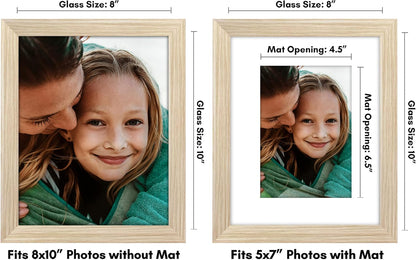 Americanflat 8x10 Picture Frame with Shatter-Resistant Glass - Use as 5x7 Frame with Mat or Display 8x10 Photo Without Mat - Signature Collection - Picture Frames for Tabletop and Wall Display - Black