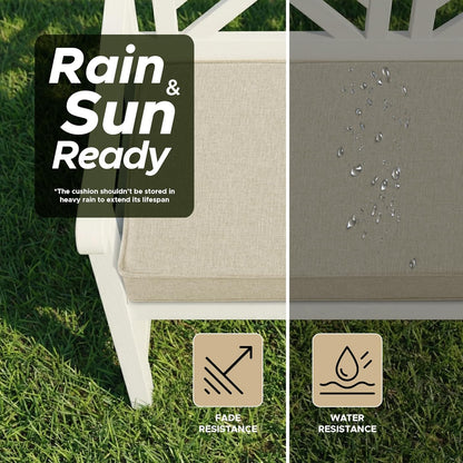 Outdoor Bench Cushion, Water-Resistant & Fade-Resistant, Porch Swing Cushions with Ties, Patio Furniture Seat Pads for Garden Loveseat Settee, Removable Cover Non-Slip Bottom, 48 x 16 Inch, Natural