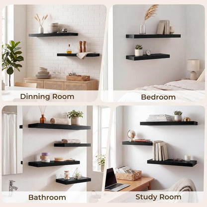 RICHFOCUS 72Inch Floating Shelves for Wall 2 Pack Shelves for Bedroom|Kitchen|Bathroom Wall Mounted Rustic Wood Floating Shelf with Invisible Brackets for Books|Storage|Decor, Rustic Brown