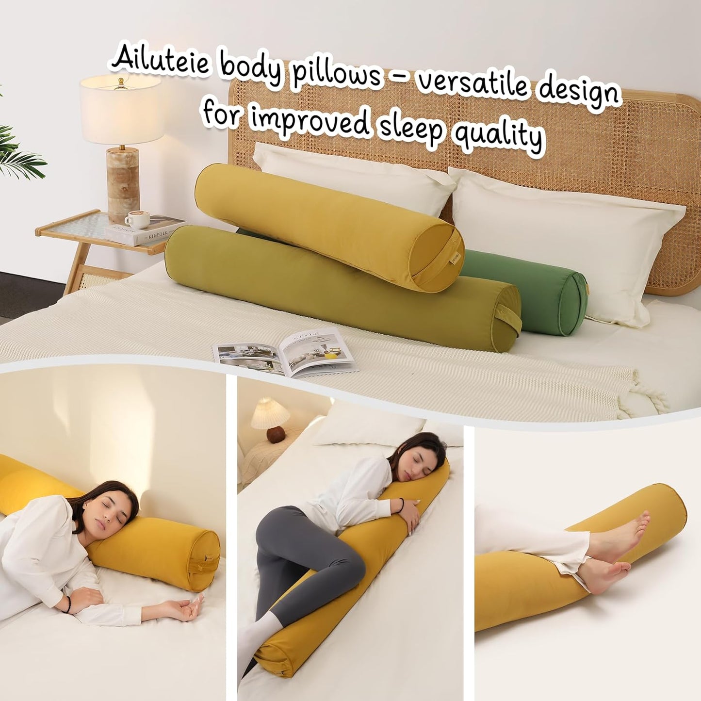 Body Pillow for Adults,Long Round Pillow,Big Cylindrical Pillow,Large Full Bolster Pillows for Side Sleepers (Steel Gray, 47.24"*7.87")