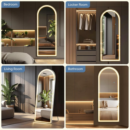 Mirror Full Length, Upgraded Body Wall Mirrors with Shatter-Proof Glass, Floor Standing, Hanging or Leaning, Tall Mirror with Stand Aluminum Alloy Frame for Bedroom
