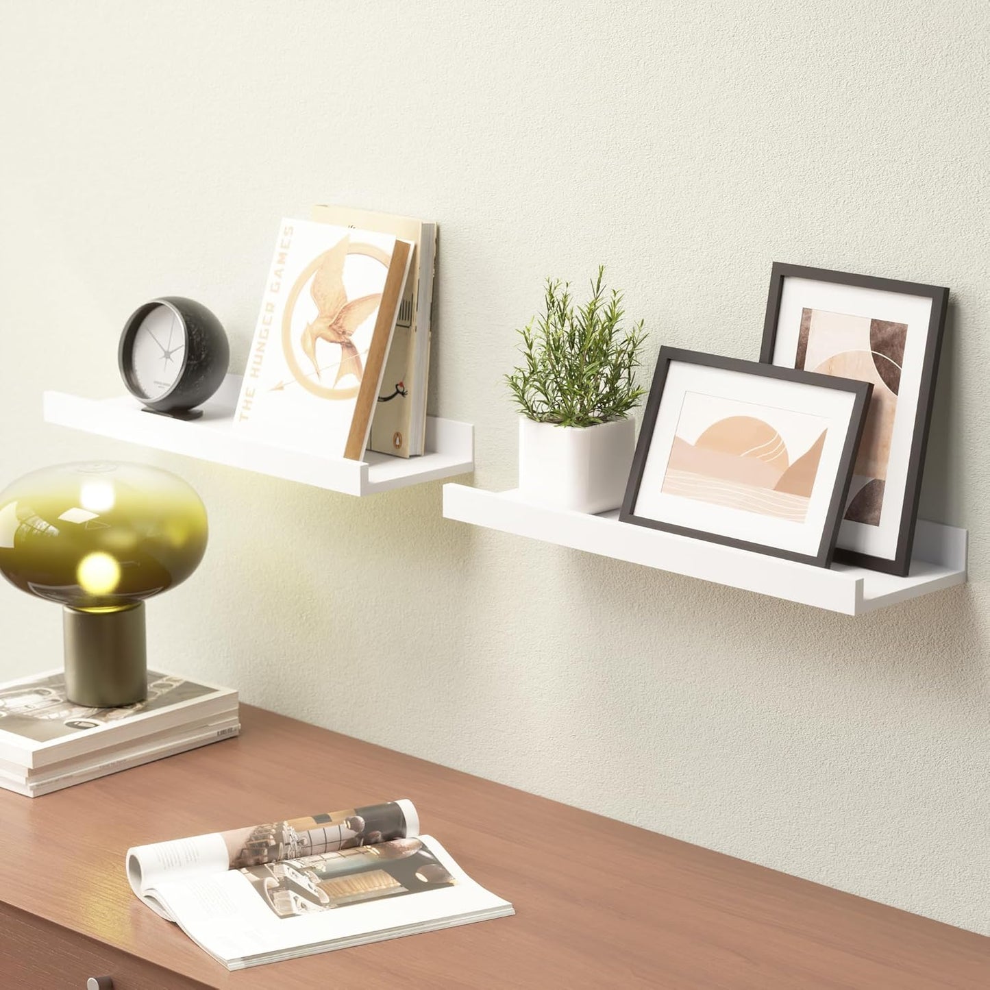 Boswillon Floating Shelves Wall Mounted Set of 2, Modern Black Wall Shelves for Storage with Lip, Display Picture Ledge Shelf for Wall Decor Bedroom Living Room Bathroom Kitchen